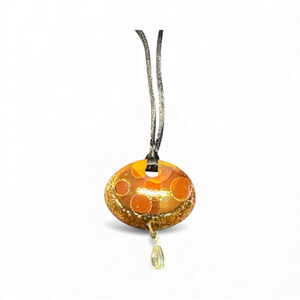 Amber Orange Circular Pendant Necklace – Artistic Boho Statement Jewelry